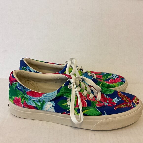 Polo Ralph Lauren Keaton Pony Sneakers Men's 10M Blue Red Green White Floral - Picture 1 of 13